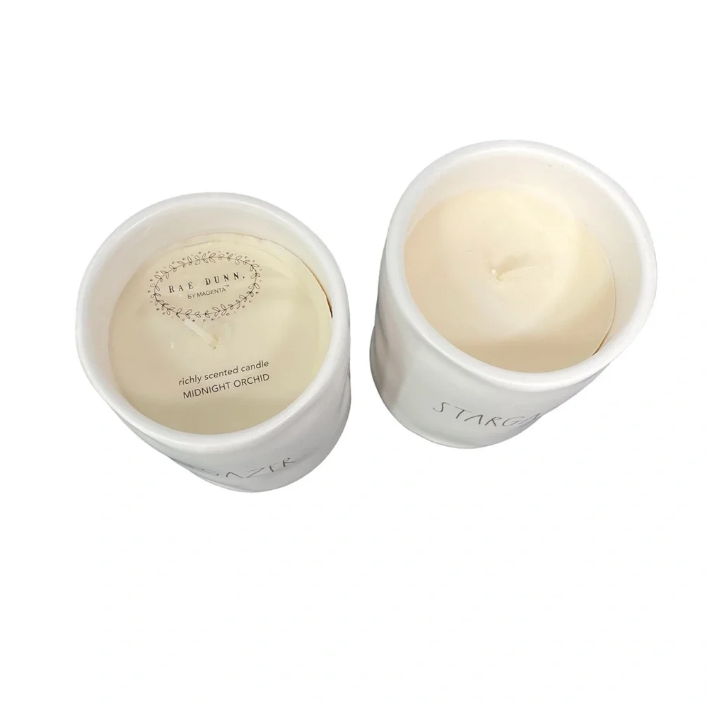 Rae Dunn Scented Candles 2 Stargazer Midnight Orchid gold star ceramic jar - Picture 6 of 9